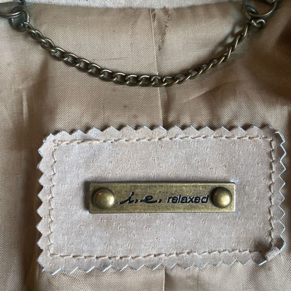 Vintage Suede Zip Front Jacket with Zip Pockets, Buff, Cream, Tan, Fully lined M - Picture 5 of 16